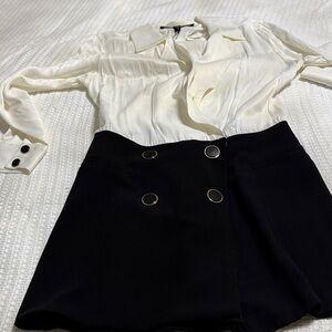 Sophisticated Black and White Mini Dress Jumpsuit